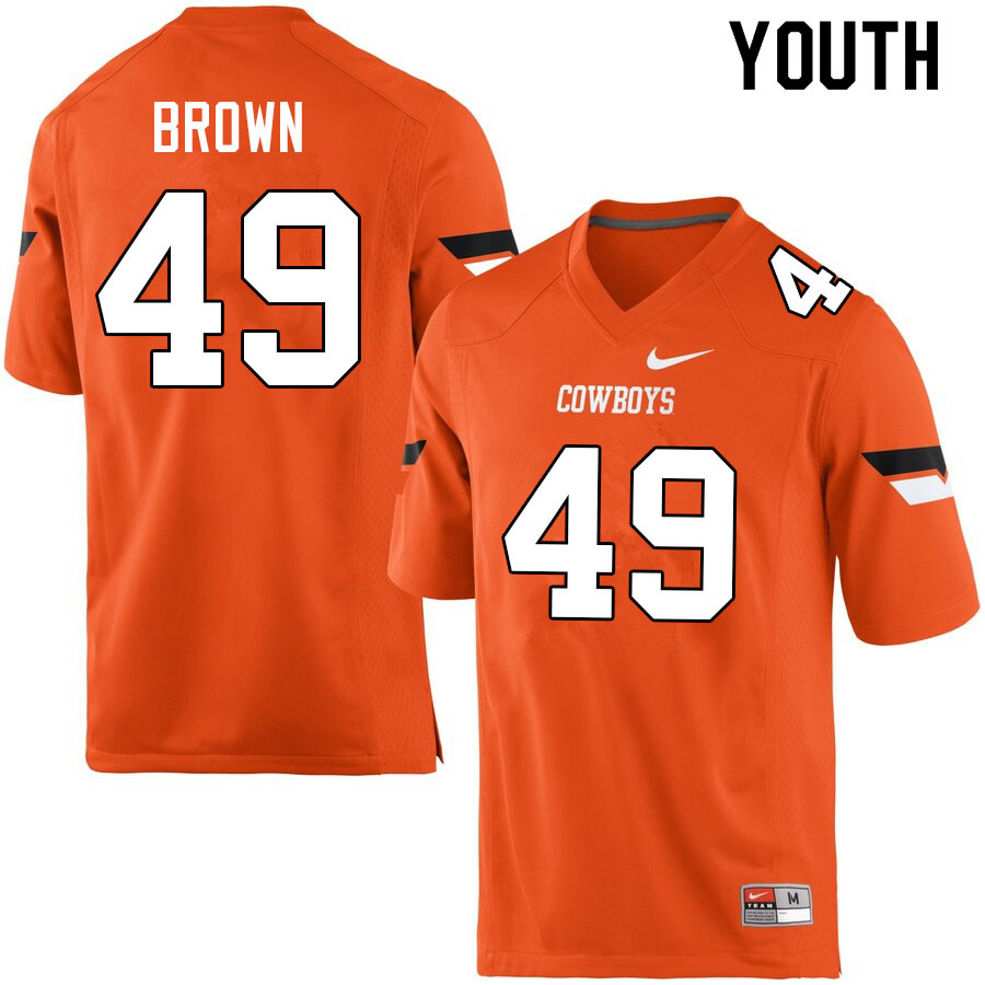 Youth #49 Tanner Brown Oklahoma State Cowboys College Football Jerseys Sale-Orange